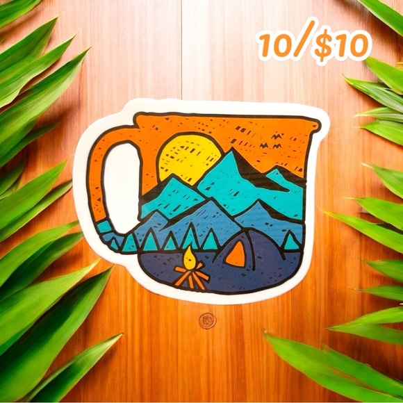 10 / $10 - Mountain Mug Camping Sticker - Hiking / Nature - Picture 1 of 1